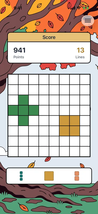 Gameplay screen with blocks being placed